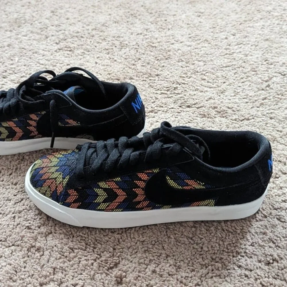 NIKE Blazer Low N7 Tribal Pattern Black Citron Pulse Men Sneakers Size 4.5 NEW